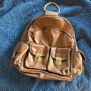 Tan Genuine Leather Backpack